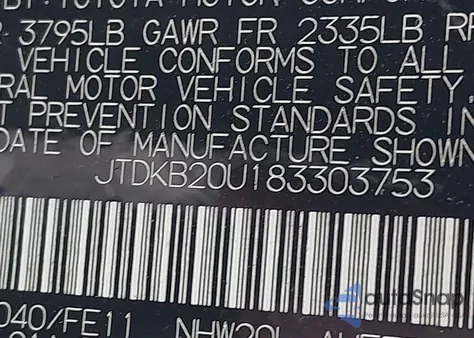 2008 Toyota Prius from USA, damaged, VIN JTDKB20U183303753